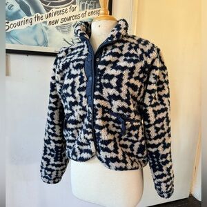 FP Movement by Free People “Hit The SLOPES” Blue and Cream fleece Jacket